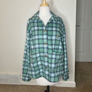 American Eagle Shacket Shirt Jacket Women's S Hipster Oversized Plaid Wool Blend
